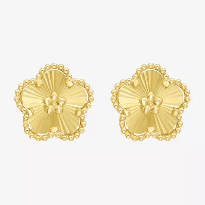 14K Gold 10.6mm Flower Stud Earrings