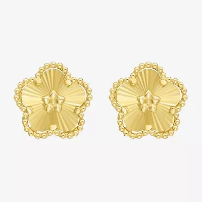 14K Gold 10.6mm Flower Stud Earrings