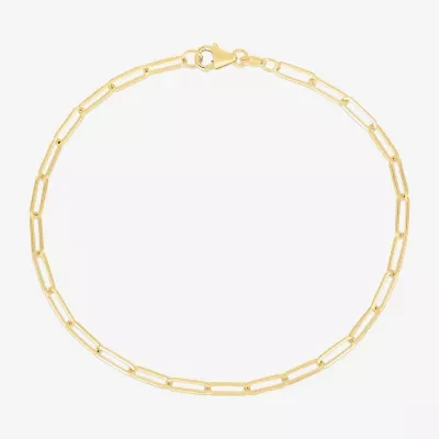Womens 14K Gold 10 Inch Paperclip Ankle Bracelet