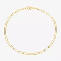 Womens 14K Gold 10 Inch Paperclip Ankle Bracelet