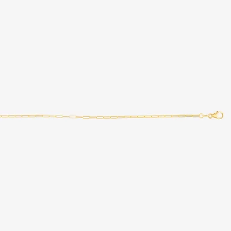Womens 14K Gold 10 Inch Paperclip Ankle Bracelet