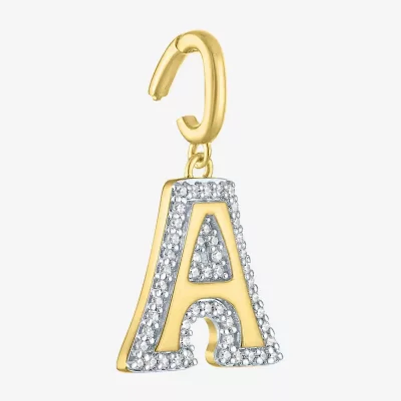 Charmed by Diamond Addiction Initial (G-H / Si2-I1) Womens 1/7 CT. T.W. Lab Grown White 14K Gold Over Silver Pendant