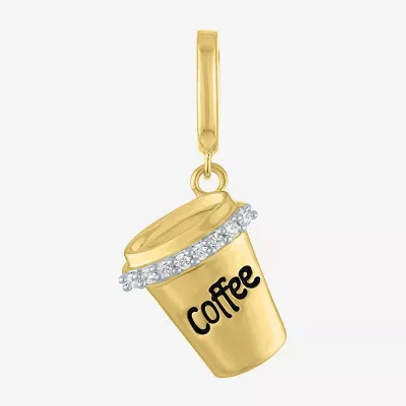 Charmed by Diamond Addiction Coffee (G-H / Si2- I1) Womens Accent Lab Grown White 14K Gold Over Silver Pendant