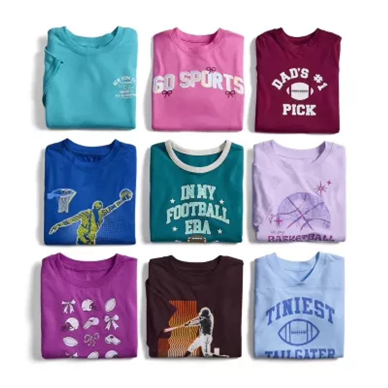 Thereabouts Little & Big Kid Girls Crew Neck Short Sleeve Regular Fit Graphic T-Shirt