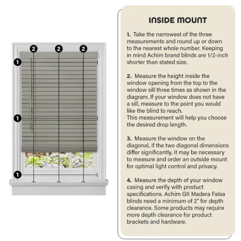 Achim Gii Madera Falsa 2" Cordless Faux Wood Blind