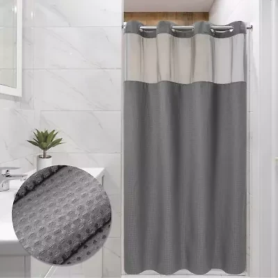 Awesome Home™ No Hook Waffle Snap-In Liner Shower Curtain