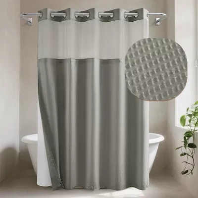 Awesome Home™ No Hook Embossed Snap-In Liner Shower Curtain