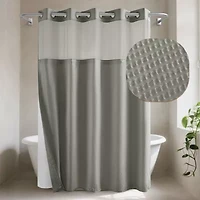 Awesome Home™ No Hook Embossed Snap-In Liner Shower Curtain