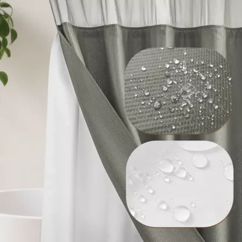 Awesome Home™ No Hook Embossed Snap-In Liner Shower Curtain