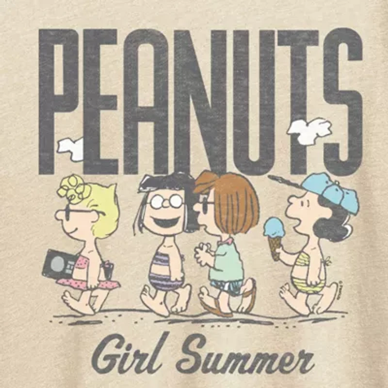 Womens Crew Neck Short Sleeve Regular Fit Peanuts Graphic T-Shirt