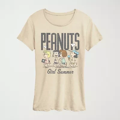 Womens Crew Neck Short Sleeve Regular Fit Peanuts Graphic T-Shirt