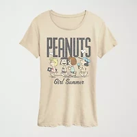 Womens Crew Neck Short Sleeve Regular Fit Peanuts Graphic T-Shirt