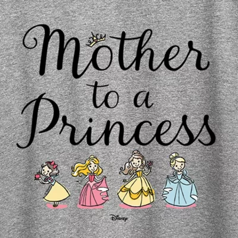 Womens Crew Neck Short Sleeve Regular Fit Princess Graphic T-Shirt