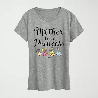 Womens Crew Neck Short Sleeve Regular Fit Princess Graphic T-Shirt
