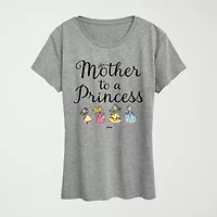 Womens Crew Neck Short Sleeve Regular Fit Princess Graphic T-Shirt