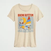 Womens Crew Neck Short Sleeve Regular Fit Spongebob Graphic T-Shirt