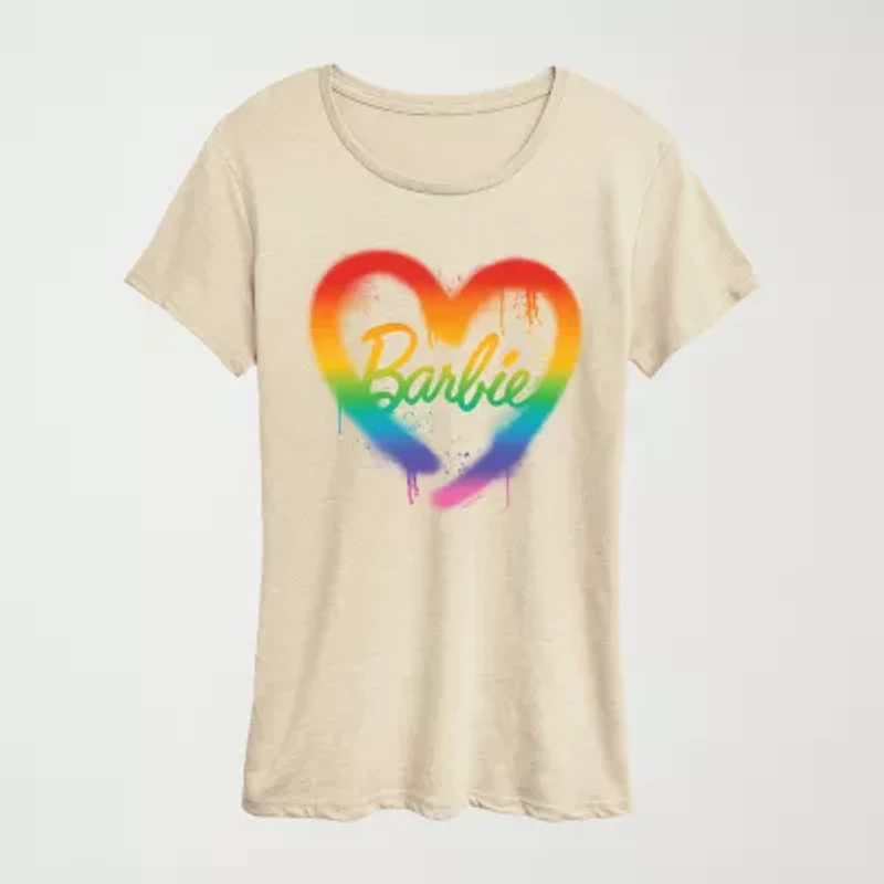 Womens Crew Neck Short Sleeve Regular Fit Barbie Graphic T-Shirt