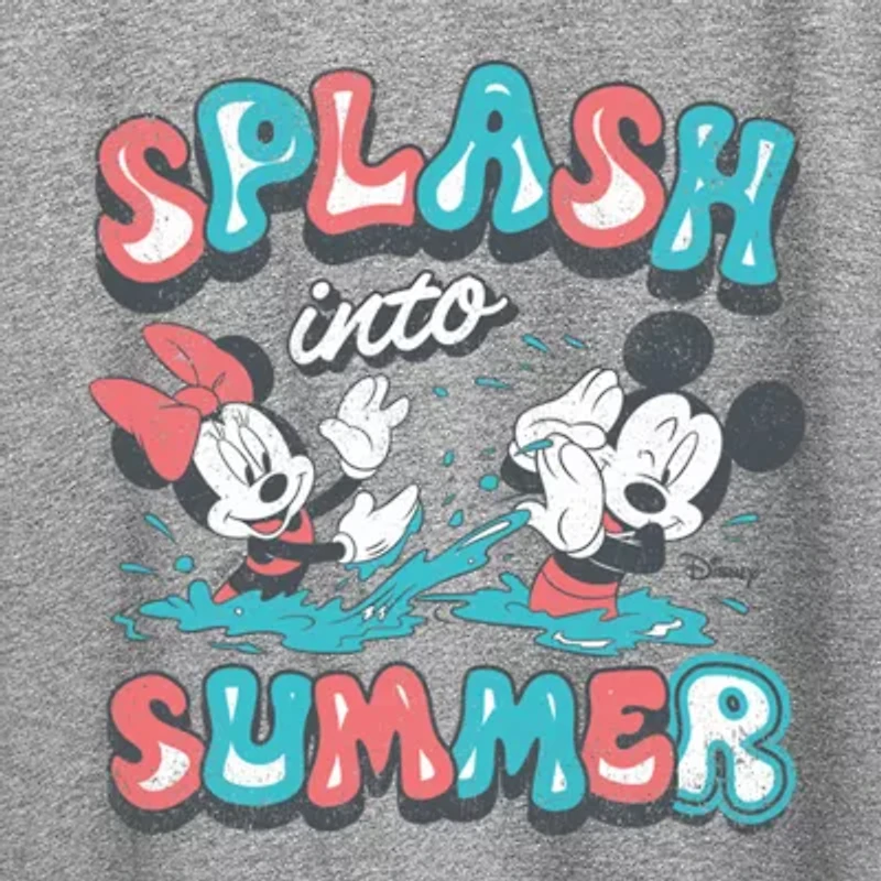 Womens Crew Neck Short Sleeve Regular Fit Mickey Mouse Minnie Graphic T-Shirt