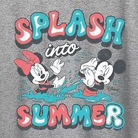 Womens Crew Neck Short Sleeve Regular Fit Mickey Mouse Minnie Graphic T-Shirt