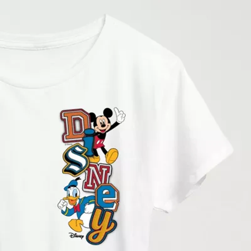 Womens Crew Neck Short Sleeve Regular Fit Mickey and Friends Graphic T-Shirt