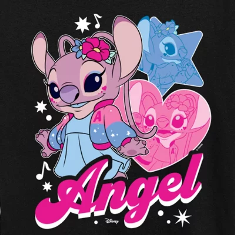 Womens Crew Neck Short Sleeve Regular Fit Lilo & Stitch Graphic T-Shirt