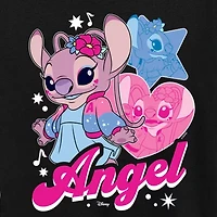 Womens Crew Neck Short Sleeve Regular Fit Lilo & Stitch Graphic T-Shirt