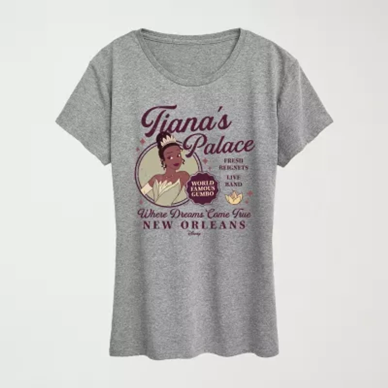 Womens Crew Neck Short Sleeve Regular Fit Tiana Graphic T-Shirt