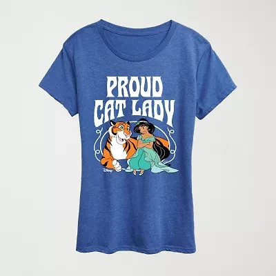 Womens Crew Neck Short Sleeve Regular Fit Princess Jasmine Graphic T-Shirt