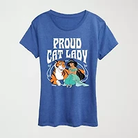 Womens Crew Neck Short Sleeve Regular Fit Princess Jasmine Graphic T-Shirt