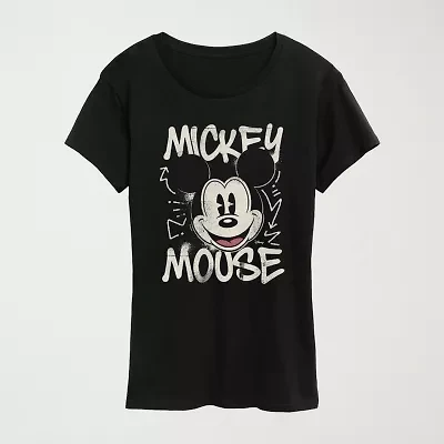 Womens Crew Neck Short Sleeve Regular Fit Mickey Mouse Graphic T-Shirt