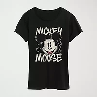 Womens Crew Neck Short Sleeve Regular Fit Mickey Mouse Graphic T-Shirt