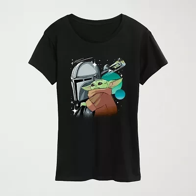 Womens Crew Neck Short Sleeve Regular Fit Baby Yoda Star Wars Graphic T-Shirt