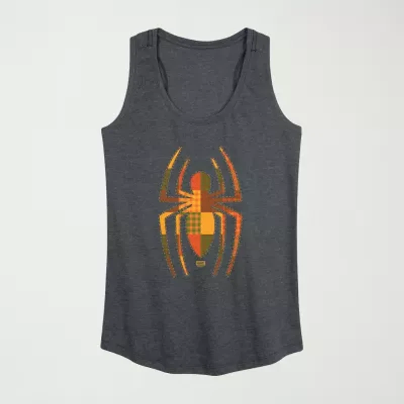 Womens Crew Neck Sleeveless Spiderman Tank Top