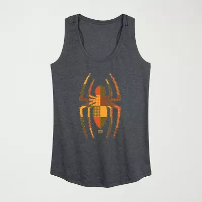 Womens Crew Neck Sleeveless Spiderman Tank Top