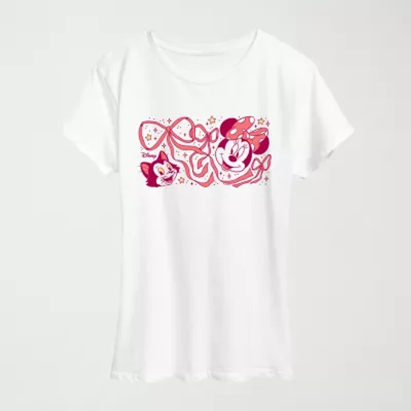 Womens Crew Neck Short Sleeve Regular Fit Minnie Mouse Graphic T-Shirt