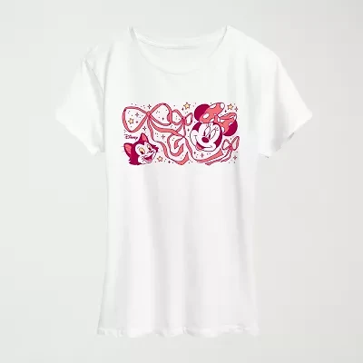 Womens Crew Neck Short Sleeve Regular Fit Minnie Mouse Graphic T-Shirt