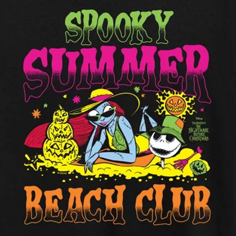 Womens Crew Neck Short Sleeve Regular Fit Nightmare Before Christmas Graphic T-Shirt