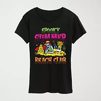 Womens Crew Neck Short Sleeve Regular Fit Nightmare Before Christmas Graphic T-Shirt