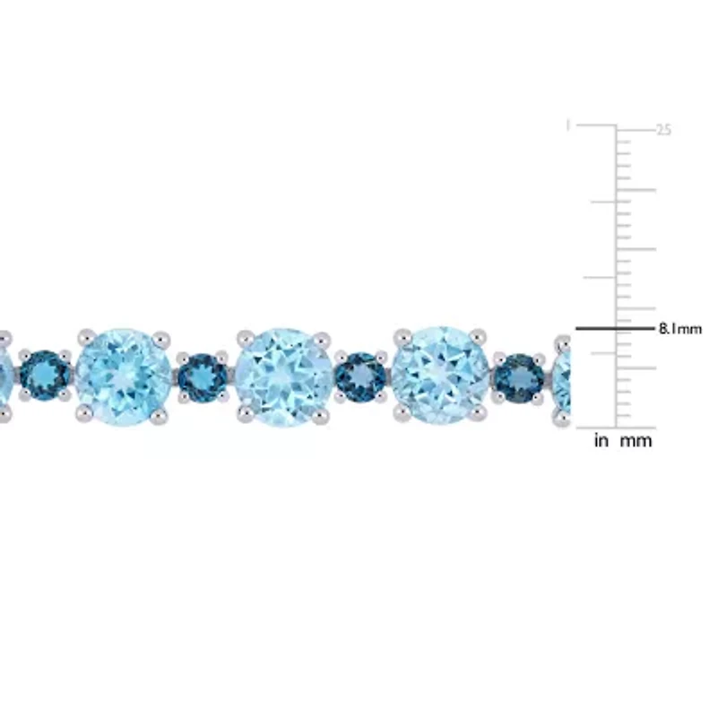 Womens Genuine Blue Topaz Sterling Silver 7.25 Inch Tennis Bracelet