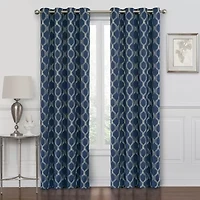 Max Blackout Prescott Grommet Top Embroidered 100% Single Curtain Panel
