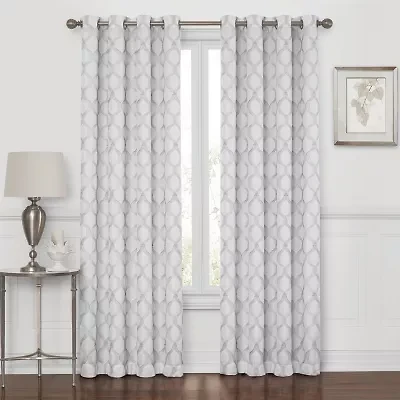 Max Blackout Prescott Grommet Top Embroidered 100% Single Curtain Panel