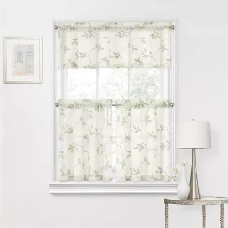 Regal Home Meadow Embroidered Rod Pocket Tailored Valance