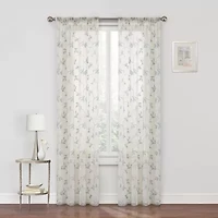 Regal Home Meadow Rod Pocket Embroidered Sheer Single Curtain Panel
