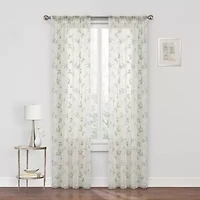 Regal Home Meadow Rod Pocket Embroidered Sheer Single Curtain Panel