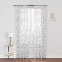 Regal Home Meadow Rod Pocket Embroidered Sheer Single Curtain Panel