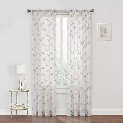 Regal Home Meadow Rod Pocket Embroidered Sheer Single Curtain Panel