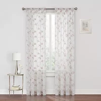 Regal Home Meadow Rod Pocket Embroidered Sheer Single Curtain Panel