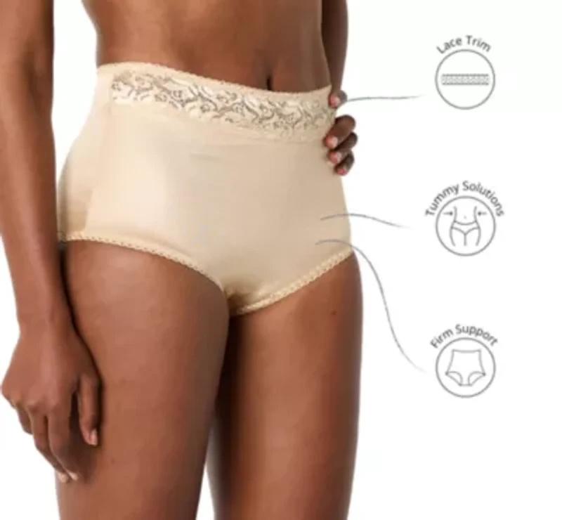 Underscore Rainbow Stretch Satin Lace Trim Control Briefs
