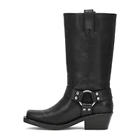 Frye and Co. Womens Lorrie Stacked Heel Motorcycle Boots