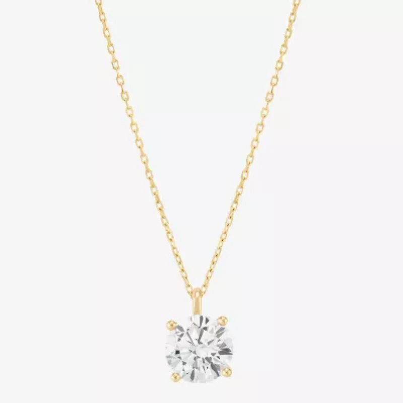 Womens 3 CT. T.W. Lab Grown White Diamond 14K Gold Round Pendant